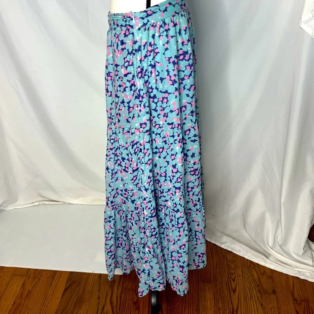 Banjanan  Rune Bud Blueprint Cotton Pencil Maxi Skirt - Picture 6 of 8